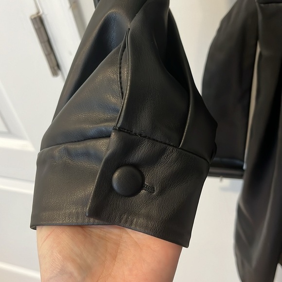 Zara Dress Faux Leather Black Button Belted Jacket Dress Size Medium - Picture 10 of 12